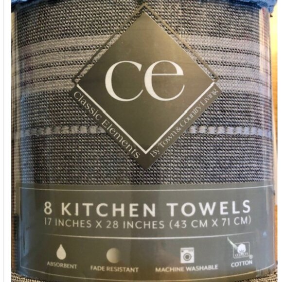 Classic Elements 8 Pack 100% Cotton Soft and Absorbent  Kitchen Towels, Gray - Picture 10 of 11